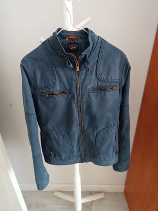 Cazadora Spagnolo azul con cuello de pelo