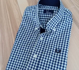 Camisa Fred Perry Cuadros Azul y Blanco