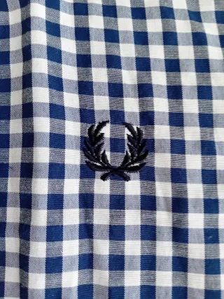 Camisa Fred Perry Cuadros Azul y Blanco