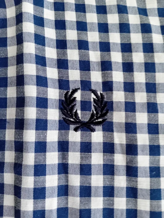 Camisa Fred Perry Cuadros Azul y Blanco