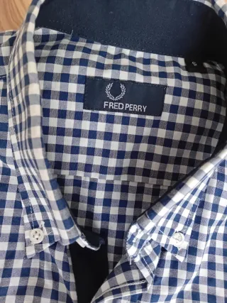 Camisa Fred Perry Cuadros Azul y Blanco