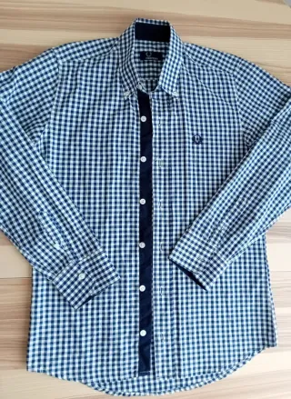 Camisa Fred Perry Cuadros Azul y Blanco