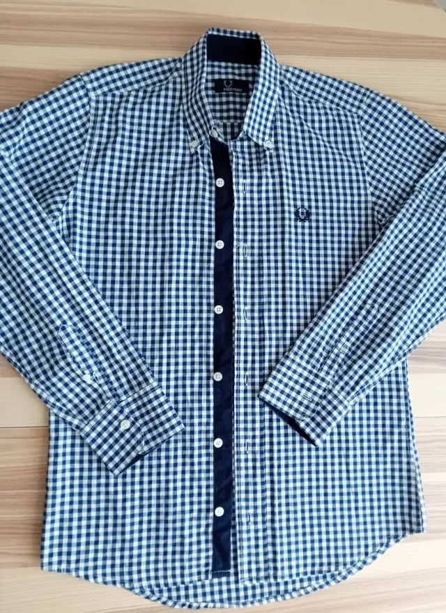 Camisa Fred Perry Cuadros Azul y Blanco