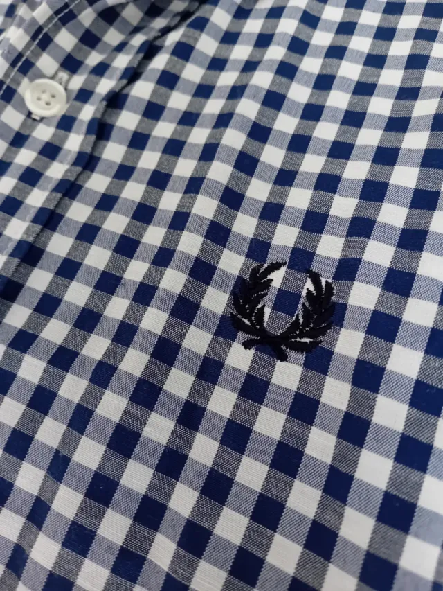 Camisa Fred Perry Cuadros Azul y Blanco