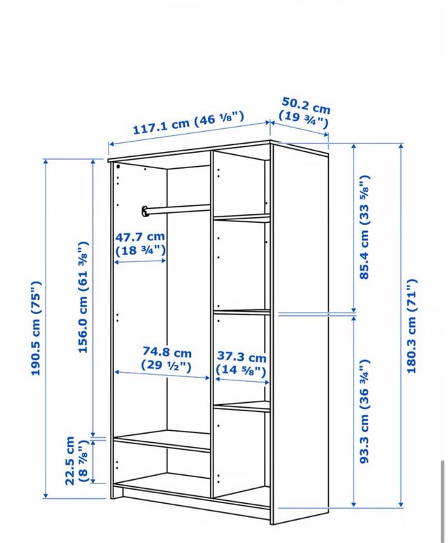 Guarda-roupa BRIMNES 3 portas branco 117x190 cm