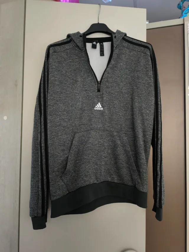Sudadera Adidas Gris Media Cremallera