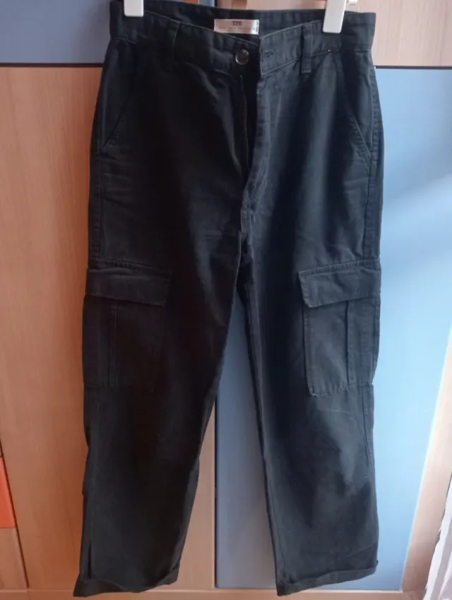 Pantalones cargo negros mujer