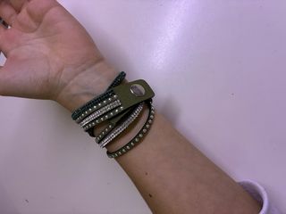 Bracciale doppio giro verde e argento