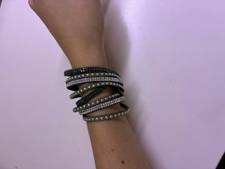 Bracciale doppio giro verde e argento