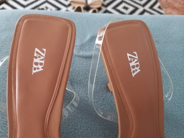 Sandalias ZARA Talla 39 con Lazos Brillantes