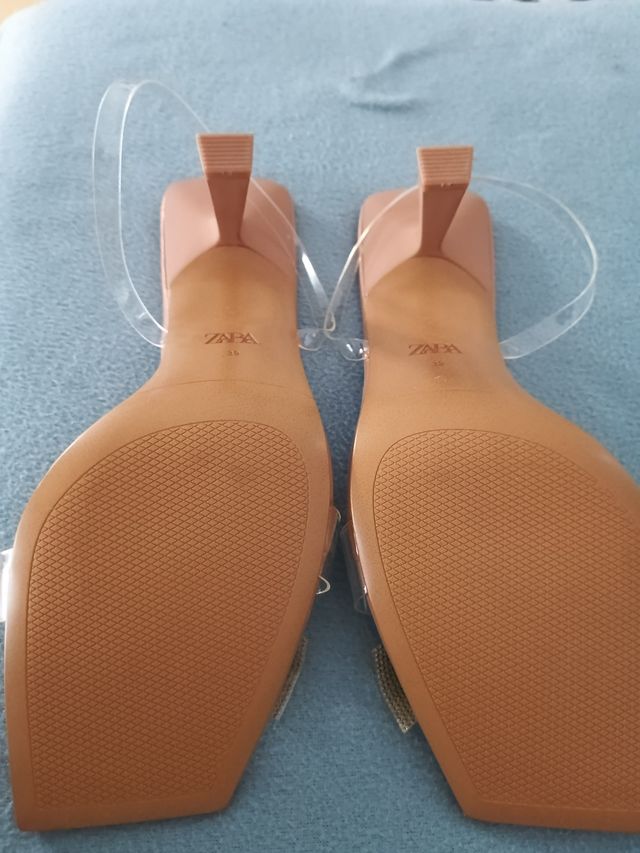 Sandalias ZARA Talla 39 con Lazos Brillantes