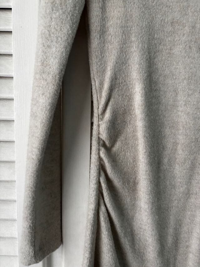 Vestido midi lana fina beige