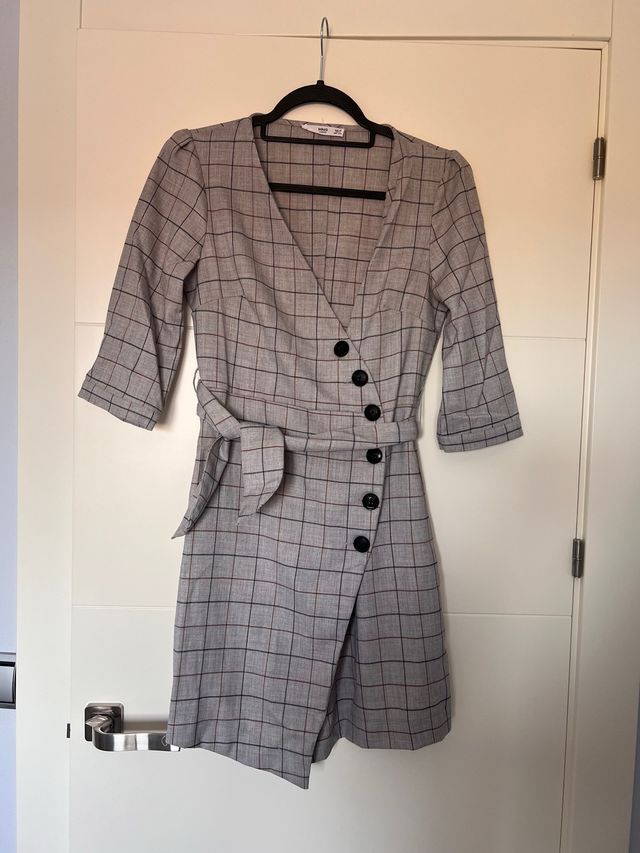 Vestido Mango ejecutivo cuadros gris