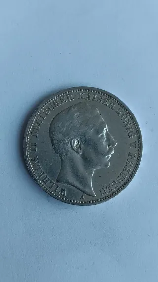 Moeda 3 Marcos Alemanha 1911 Prata 900