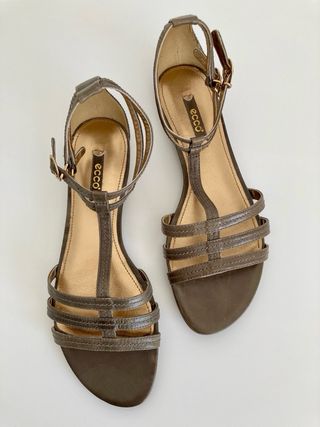Sandalias ECCO Piel Gris Vintage Talla 38 Mujer