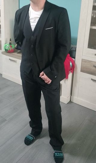 Traje YOUTHUP 3 Piezas Slim Fit Negro Hombre