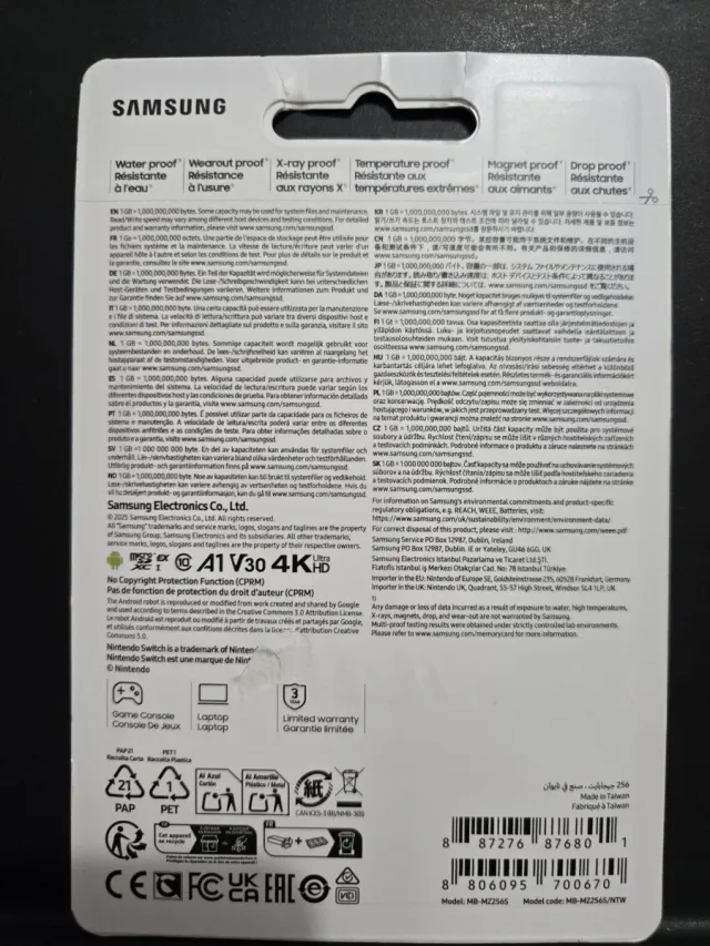 Tarjeta microSDXC Samsung 256GB para Switch 2.