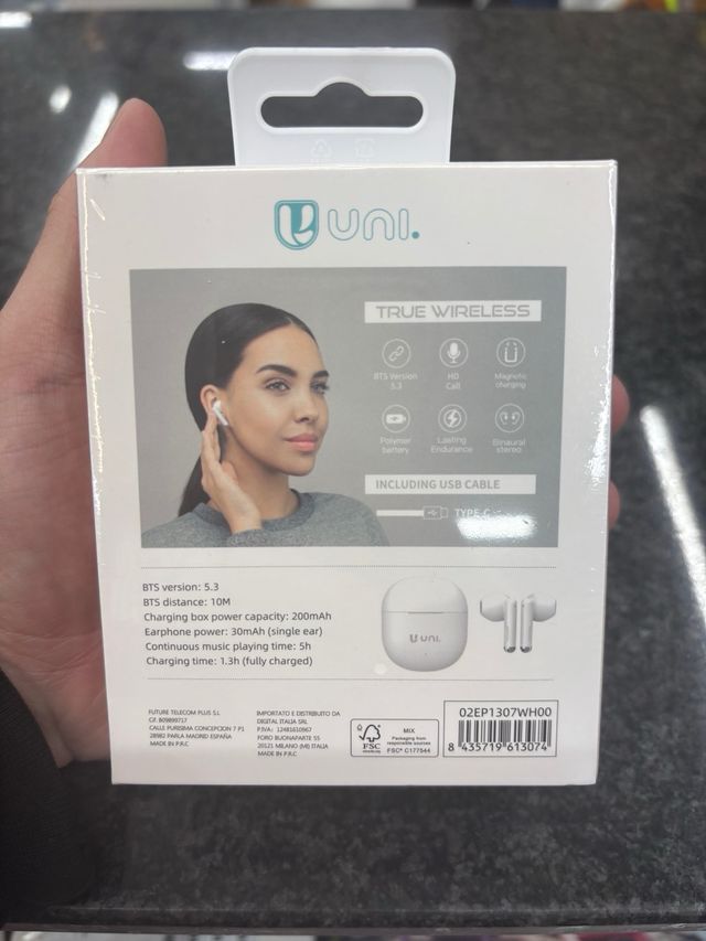 Auriculares UNI. True Wireless EP1307 Blancos