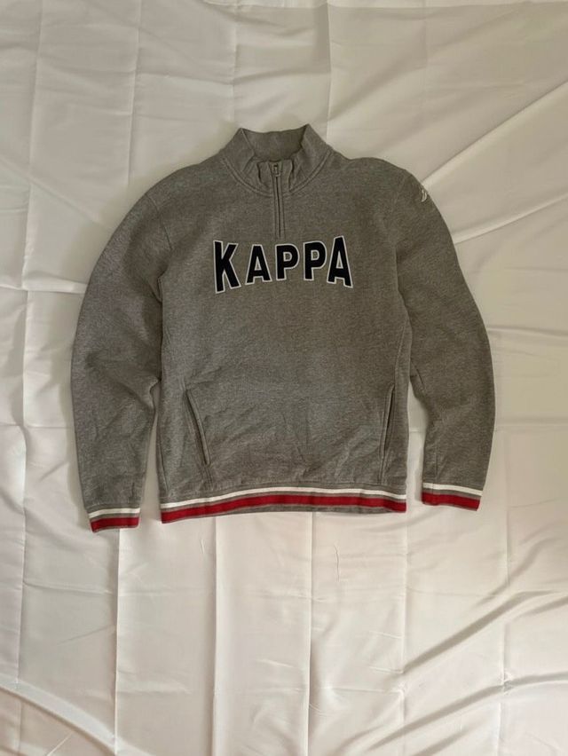Sudadera Kappa Media Cremallera Gris Vintage