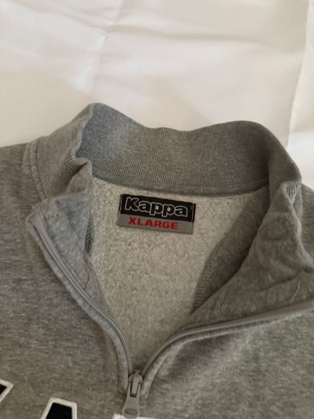 Sudadera Kappa Media Cremallera Gris Vintage