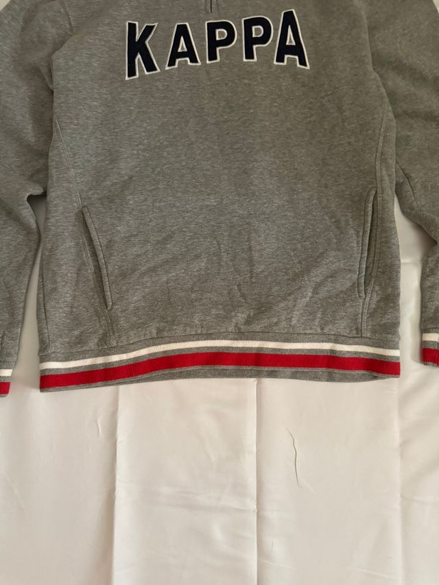 Sudadera Kappa Media Cremallera Gris Vintage