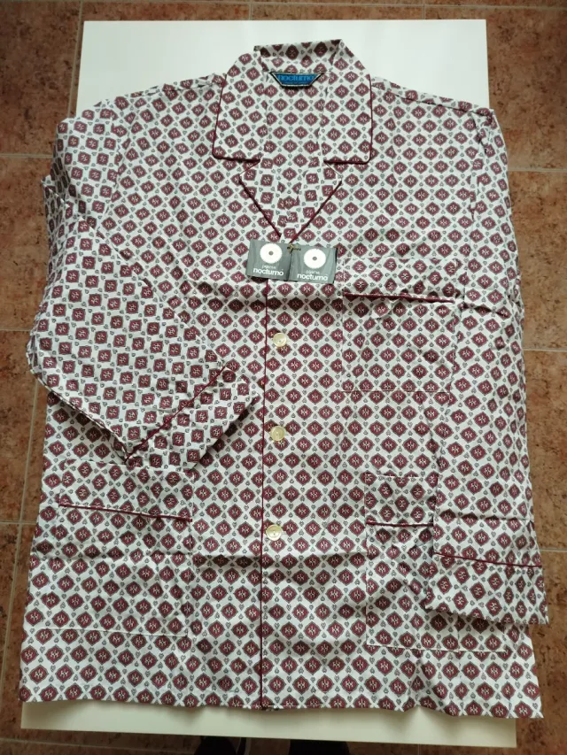 Pijama Hombre NOCTURNO Talla L Granate Blanco