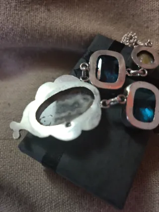 Collar plata, ágata, topacio y perla