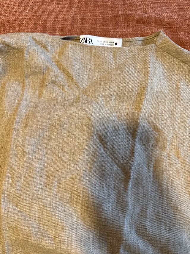 Top Zara Verde/Marrón Talla XS