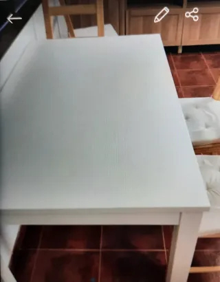 Mesa y 6 Sillas Ikea Madera Blanca