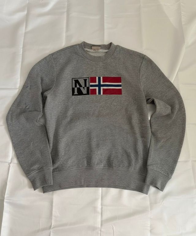 Sudadera Napapijri Gris Logo Bandera