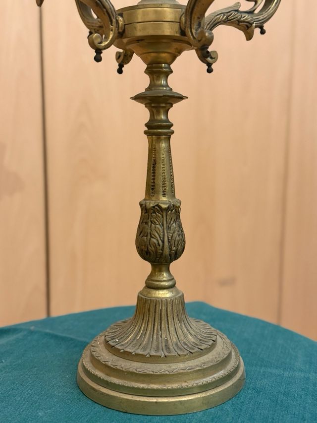 Pareja Candelabros Bronce Vintage