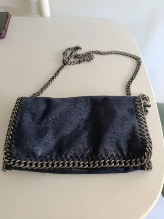 Bolso de fiesta cadena azul y plata