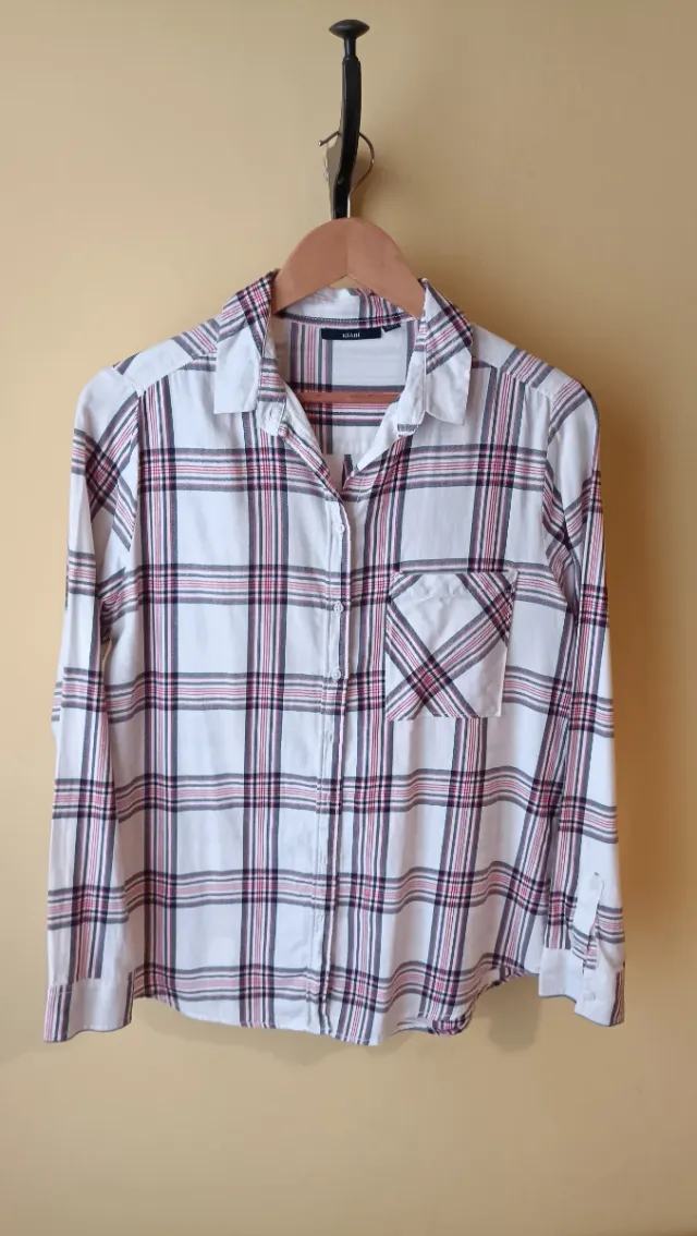 Camisa cuadros rosa y blanca