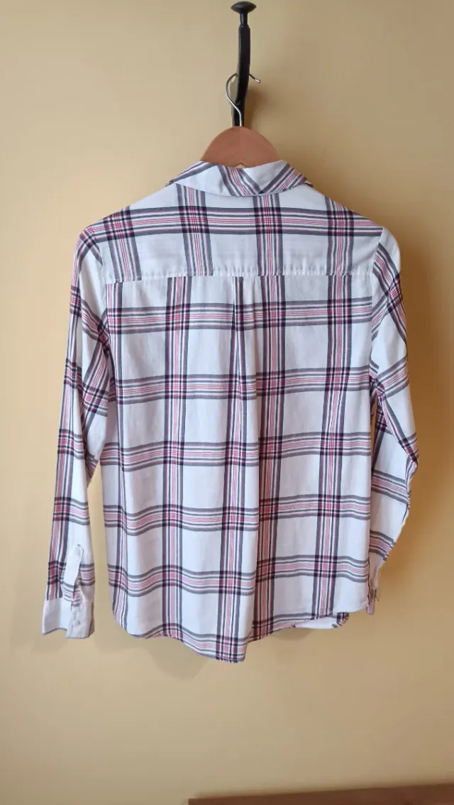Camisa cuadros rosa y blanca