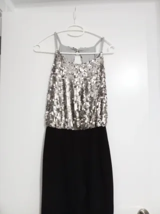 Mono fiesta lentejuelas plateadas y negro