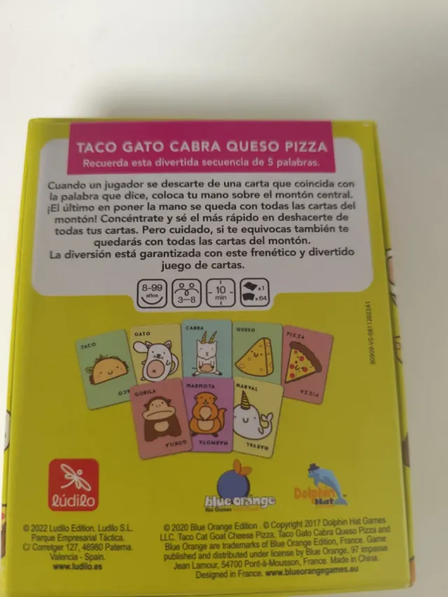 Juego de cartas Taco Gato Cabra Queso Pizza