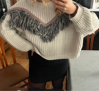 Jersey flecos beige multicolor talla única