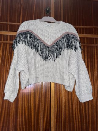 Jersey flecos beige multicolor talla única