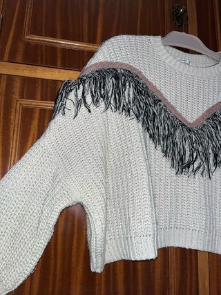 Jersey flecos beige multicolor talla única