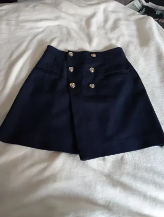 Minifalda Zara azul marino botones