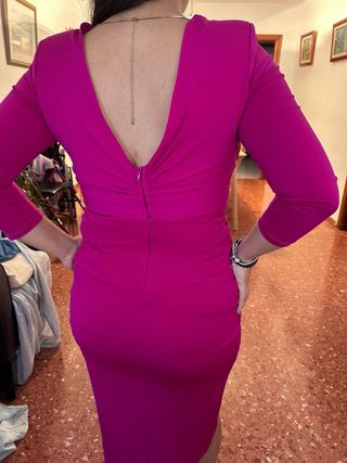 Vestido fiesta fucsia drapeado