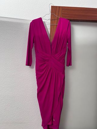 Vestido fiesta fucsia drapeado