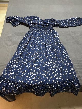 Vestido largo estampado azul y blanco