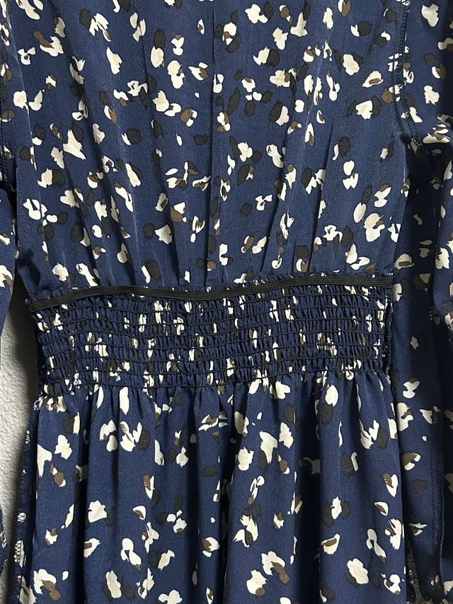 Vestido largo estampado azul y blanco