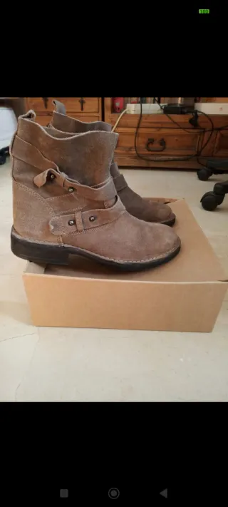 Botines mujer ante beige/marrón