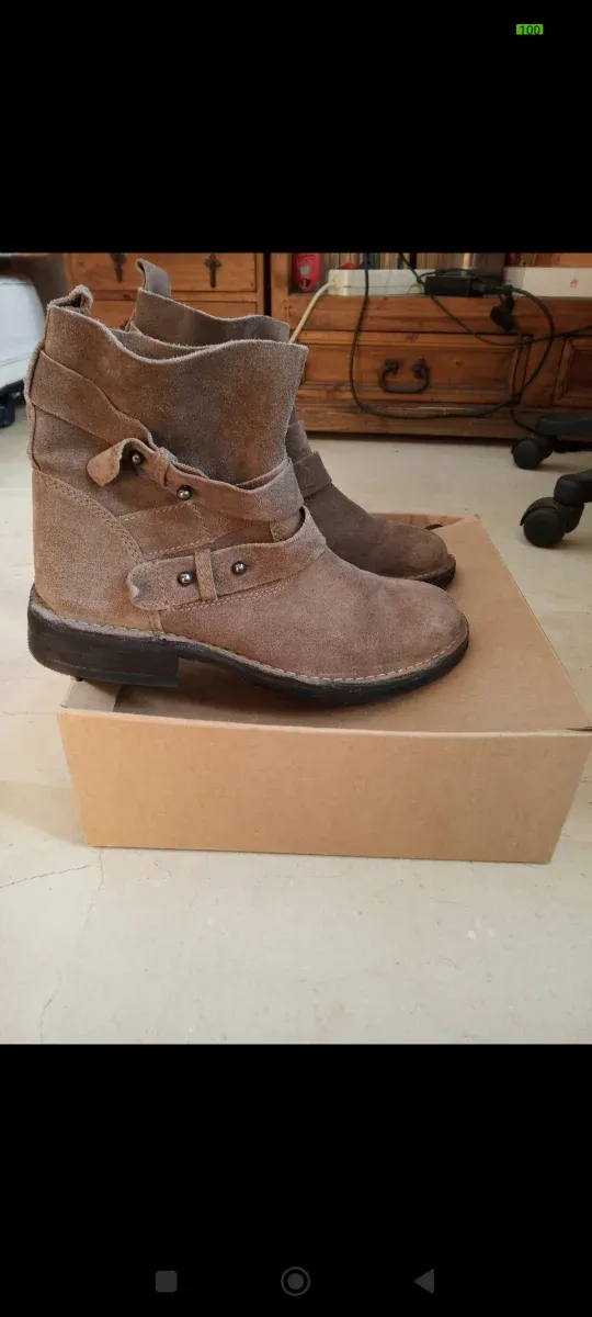 Botines mujer ante beige/marrón