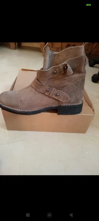 Botines mujer ante beige/marrón