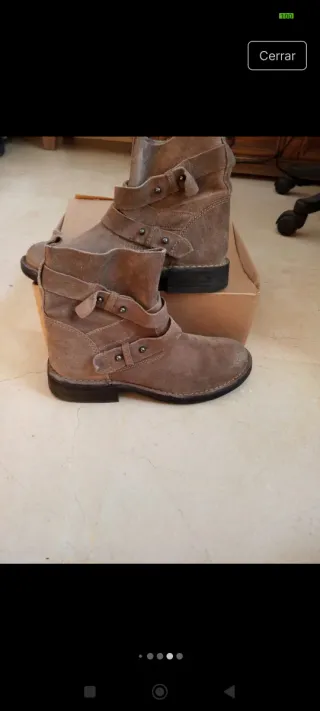 Botines mujer ante beige/marrón