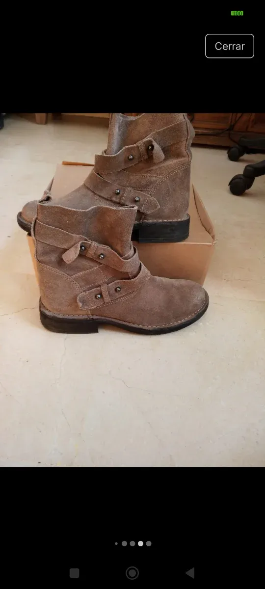 Botines mujer ante beige/marrón