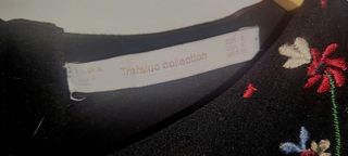 Vestido Zara bordado plumetí negro .